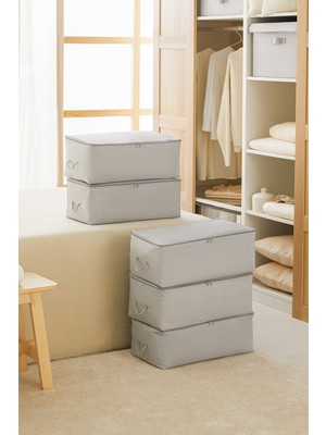 PremiumPort 5'li Orta Boy Gri Balıksırtı Baza Altı Kazak Pike Battaniye