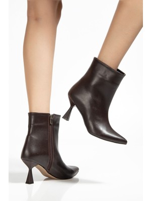 Shemard Kahve Cilt Kare Topuk Günlük Kadın Bot