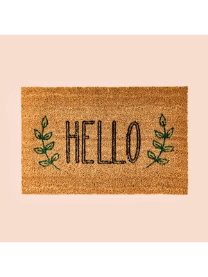 Matmel Home Koko Hello Desenli Kapı Paspası - Bej / Siyah - 40X60 cm