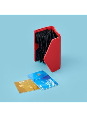 Barnaby Yatay Akordiyon Pvc Kartlık - Kırmızı - 7X11 cm