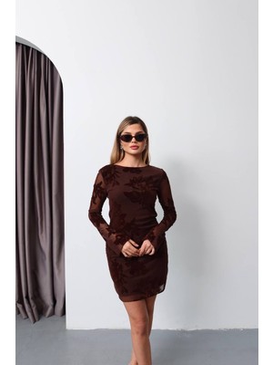 Kechi Woman Tül Kabartmalı Astarlı Mini Elbise