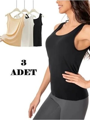 Özten Bambu Geniş Askılı Kadın Atlet 3'lü S - 3lü Karışık