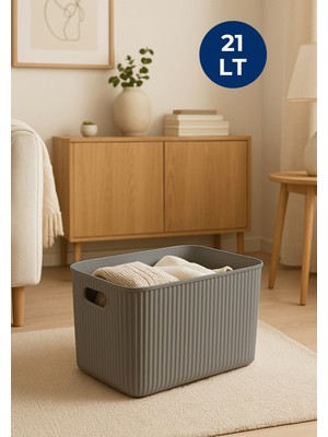 PremiumPort Gri 21L Organizer Düzenleyici Kutu, Pratik Saklama Çözümü