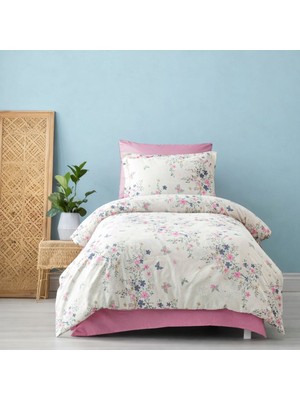 UYGURİYE Tek Kişilik Nevresim Takımı Yorgan Kılıfı %70 Pamuk Çiçekli Desen+ Lastikli Çarşaf+ Yastık Kılıfı