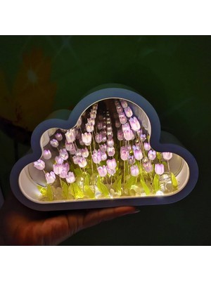 Skygo Bulut Tasarımlı Aynalı Lale Gece Lambası