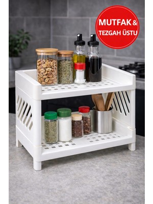 Open Home Concept 2 Katlı Çok Amaçlı Düzenleyici Raf | Banyo Mutfak Dolap Içi Tezgah Üstü Organizer