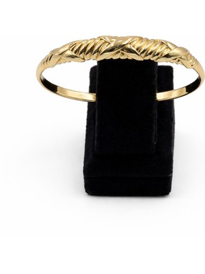 Pangu Burgu Desenli Altın Renk Çelik Kelepçe Bilezik