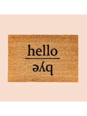 Matmel Home Koko Hello Bye Desenli Kapı Paspası - Bej / Siyah - 40X60 cm
