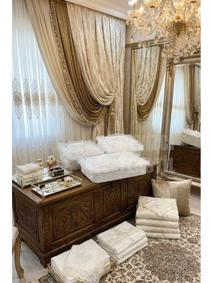 PremiumPort Kadife Güpürlü 3'lü Bohça Seti, Çeyizlik Nişan ve Söz Hurcu