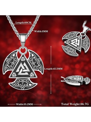 Paslanmaz Çelik Norse Odin Sembolü Valknut Viking Erkek Kolye