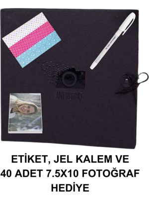 Kişiye Özel Siyah Anı Defteri (Kalem ve Sticker Hediyeli)40 Adet FOTOĞRAFLI(7.5X10CM)TELF 5416694833