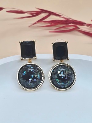 Siyah Zirkon Taşlı Modern Küpe