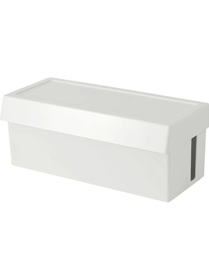 PremiumPort Beyaz Kablo Düzenleme Kutusu, Kapaklı, 32X14X12 Cm, Şık ve Pratik Tasarım