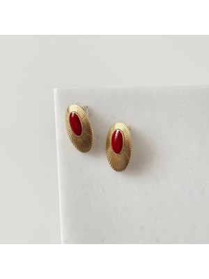 Vesce Atelier Güneş Işını Tasarım Küpe Bordo