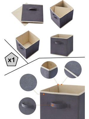 PremiumPort Pratik Çok Amaçlı Saklama Kutusu, 30X30X30 Cm, Gri