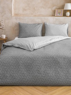 LC Waikiki Gri Geometrik Desenli Çift Kişilik Nevresim Seti  (S6)