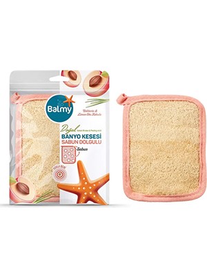 Balmy Doğal Sabun Dolgulu Banyo Kesesi 1 Adet Limon ve Nektarin ile Cilt Temizliği