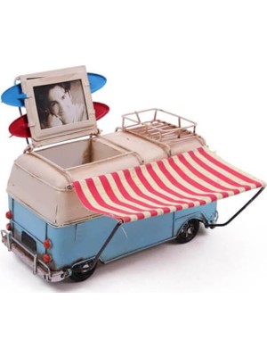 Paroner Dekoratif Metal Minibüs Çerçeveli,kalemlik Tenteli