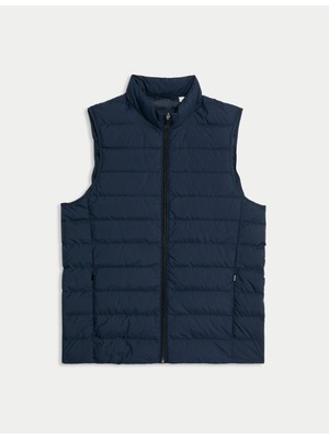 Marks & Spencer Erkek Kaz Tüyü Dolgulu Yelek Lacivert Regular Fit Kalın Polyester Kumaş