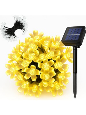 Braventa Collection Kyrotech Solar Güneş Enerjili 30 LED Çiçek Zinciri Kiraz Çiçeği IP65 Su Geçirmez Solar Işık Zinciri