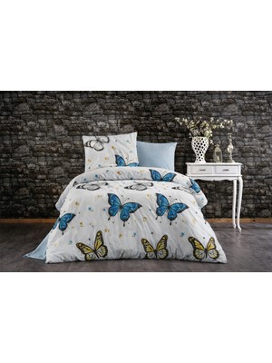 UYGURİYE Tek Kişilik Nevresim Takımı Yorgan Kılıfı %70 Pamuk Çiçekli Desen+ Lastikli Çarşaf+ Yastık Kılıfı