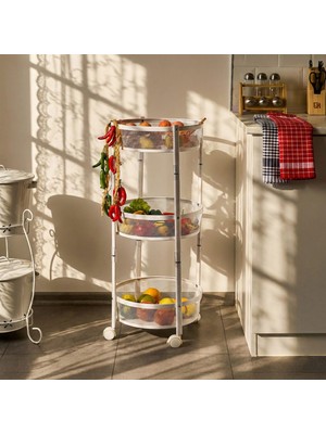 Matmel Yuvarlak Katlanır Meyve Sebze Sepeti - Beyaz