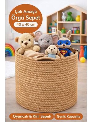 PremiumPort Renkli Çok Amaçlı Örgü Sepet, Dekoratif ve Organize Edici Çözüm