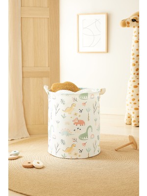 PremiumPort Katlanabilir Dinozor Çocuk Odası Çamaşır ve Oyuncak Sepeti 33X40