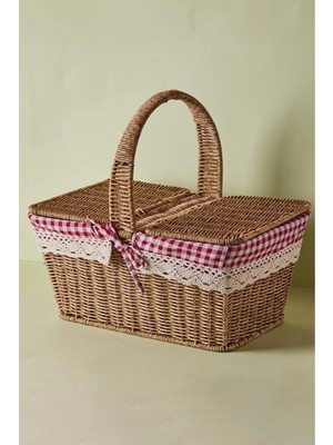 PremiumPort Bambu Vintage Piknik ve Mutfak Düzenleyici Sepet, Şık ve Kullanışlı