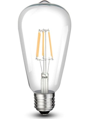 Braventa Collection CT-4353 Rustik Fılament LED Ampul Nostalji 8W 6400K Beyaz [uzun] E27 (3 Adet)