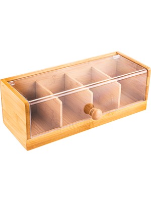 PremiumPort Dört Bölmeli Paslanmaz Çay Kutusu, Pratik ve Şık Saklama Çözümü