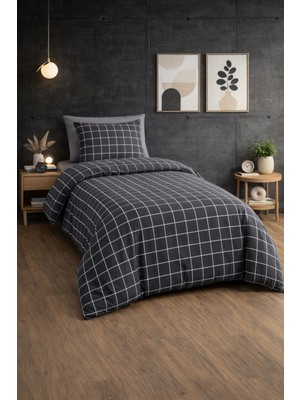 UYGURİYE Tek Kişilik Nevresim Takımı Yorgan Kılıfı %70 Pamuk Geometrik Desen+ Lastikli Çarşaf+ Yastık Kılıfı