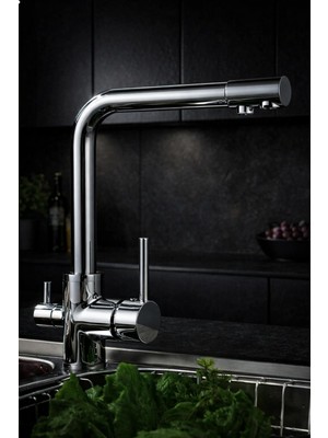 HT Prima Yuvarlak Üç Yollu Arıtmalı L Kollu Lüx Mutfak Eviye Bataryası