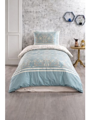 UYGURİYE Tek Kişilik Nevresim Takımı Yorgan Kılıfı %70 Pamuk Nakişli Desen+ Lastikli Çarşaf+ 1 Yastık Kılıfı