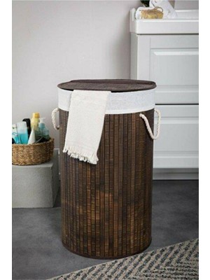 PremiumPort El Yapımı Bambu Yuvarlak Çamaşır Sepeti, Şık ve Dayanıklı Tasarım
