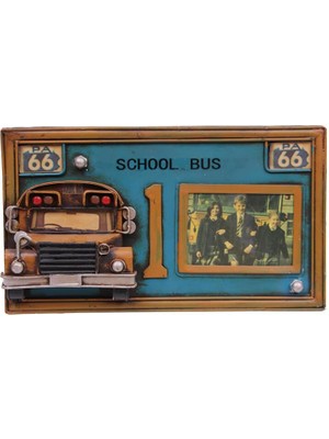 Paroner Dekoratif Metal Çerçeve Okul Otobüsü Dekorlu Hediyelik