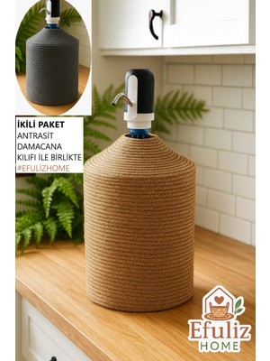 PremiumPort Doğal Jüt Hasır Görünümlü Damacana Kılıfı, Şık ve Estetik Su Sebili Örtüsü