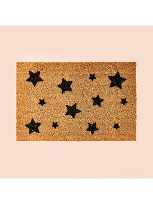 Matmel Home Koko Yıldız Desenli Kapı Paspası - Bej / Siyah - 40X60 cm
