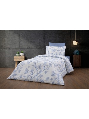 UYGURİYE Tek Kişilik Nevresim Takımı Yorgan Kılıfı %70 Pamuk Çiçekli Desen+ Lastikli Çarşaf+ Yastık Kılıfı