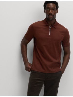 Marks & Spencer Cotton Rich Jakarlı Fermuarlı Polo Yaka Tişört