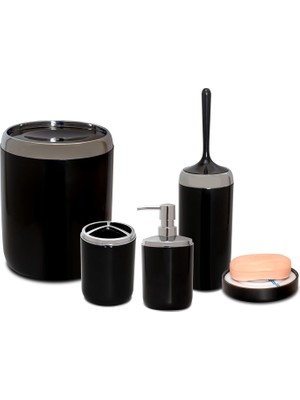 Braventa Collection Lima Xl Krom Dekorlu Banyo Seti/siyah