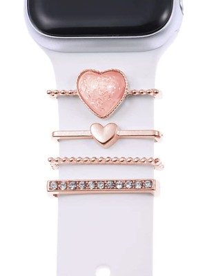 Braventa Collection 7 41MM Kordon Süsü Charm Inci Kalp Rose Gold