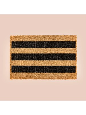 Matmel Home Siyah Çizgili Koko Kapı Paspası - Bej / Siyah - 40X60 cm