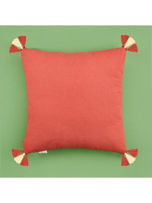 Matmel Soft Colorful Püskül Detaylı Kırlent - Bej / Renkli - 40X40 cm