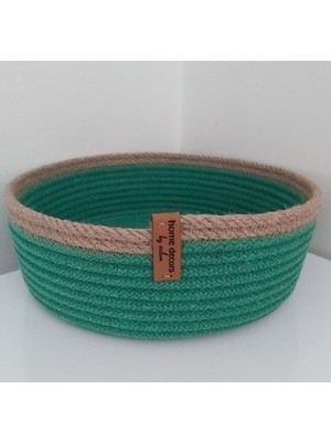 PremiumPort Yeşil Hasır Sepet, Düzenleyici ve Dekoratif, 23X7 cm