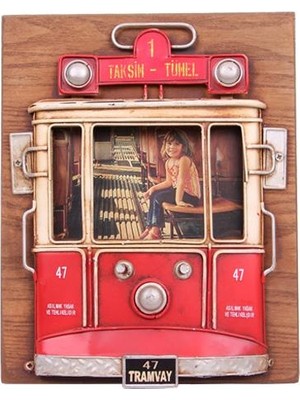Paroner Dekoratif Metal Çerçeve Tramvay Dekorlu Vintage Ev Ofis Hediyelik