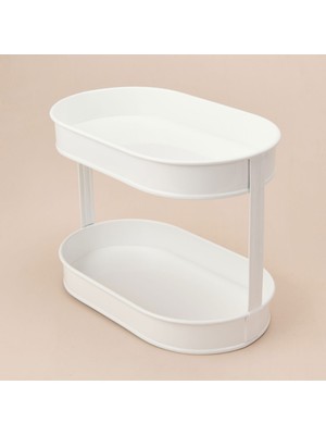 Matmel Bath 2 Katlı Oval Organizer - Beyaz - 32,5X19 cm