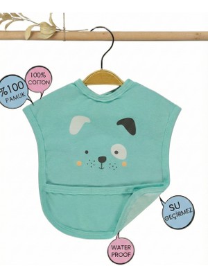 Baby %100 Pamuklu Su Geçirmez Lüks Mama Önlüğü - Terletmez Cepli Önlük (Panda/kedi/ayıcık)