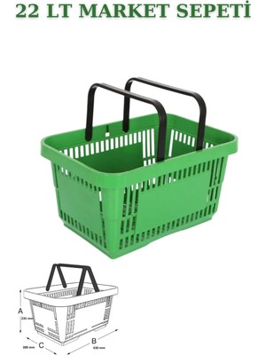 PremiumPort Büyük Kapasiteli 22 Litre Alışveriş ve Market Sepeti, Pratik ve Dayanıklı
