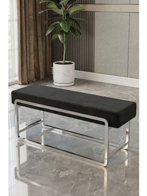 Baresmu Sora Modüler Bench – Baby Face Kumaş, Demonte, Krom Metal Ayaklı Modern Puf & Oturma Bankı